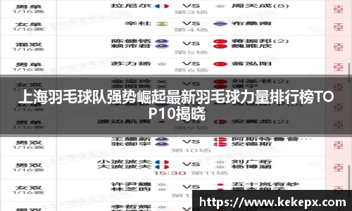 上海羽毛球队强势崛起最新羽毛球力量排行榜TOP10揭晓